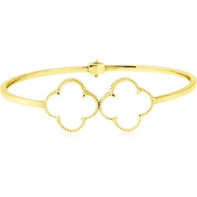 Gemmax Jewelry Atraktivní zlatý náramek Čtyřlístek s korálem ve stylu Vintage GLBYD-19-38981