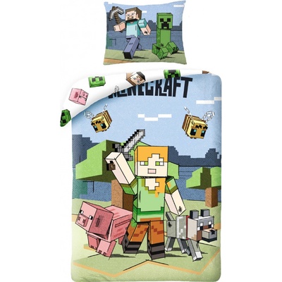 Halantex Obliečky - Minecraft Attack 140x200 70x90 MNC-406BL