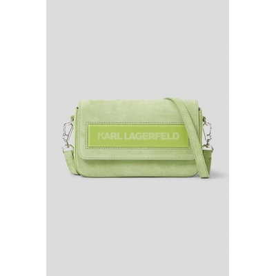 Karl Lagerfeld kožená kabelka ICON K SM FLAP SHB SUEDE zelená 235W3045