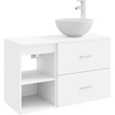 vidaXL Комплект мебели за баня 2 pcs Бяло Инженерна дървесина (3403872)