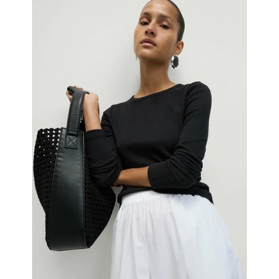 Marks & Spencer Ребрест топ с висок дял памук Marks & Spencer черен Marks & Spencer | Cheren | ЖЕНИ | 12