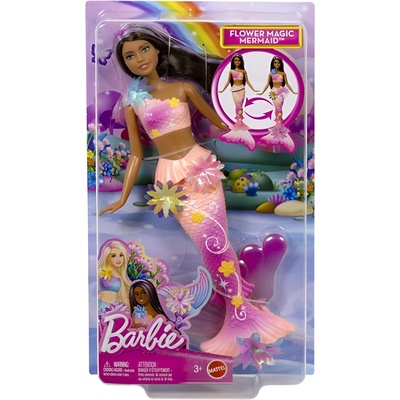 Barbie Кукла Barbie - Barbie Flower Magic Mermaid, с тъмна коса (JDM73)