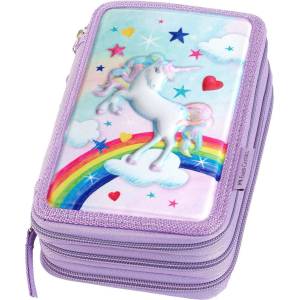Faber-Castell Ученически несесер Faber-Castell Unicorn - 3 ципа (1095240746)