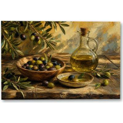 Plakát – Zátiší s olivami a skleněnou nádobou 135 × 90 cm Bez rámu Ne Bez rámu