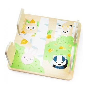 Image 1 of Bigjigs Toys Дървен пъзел Bigjigs - Горска криеница, 4 части (34020)