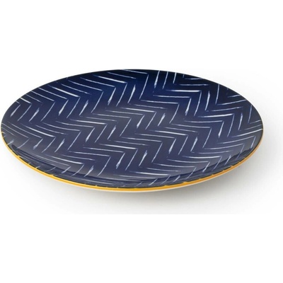 Kameninový Talíř 18 cm Mikasa na Dezerty Brunch a Tapas - tmavě modrý chevron vzor MKSPLATE18