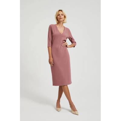 Moodo Прави рокли с V-образно деколте в пудрово розово Moodo Moodo | Rozov | ЖЕНИ | XS