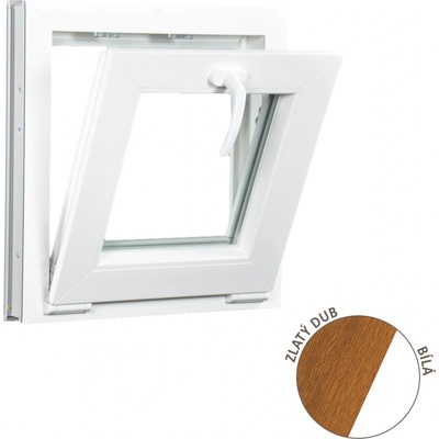 ALUPLAST Sklopné plastové okno zlatý dub/bílé 45x45 – Zboží Mobilmania