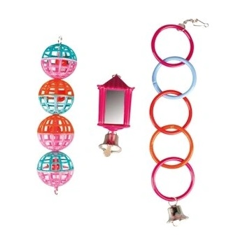 Flamingo - Забавна играчка за папагали, ринг с топчета, 8х25 см