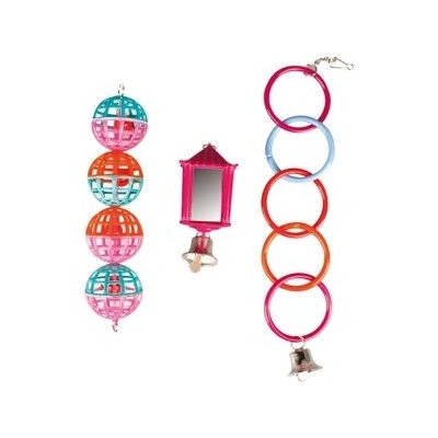 Flamingo - Забавна играчка за папагали, ринг с топчета, 8х25 см