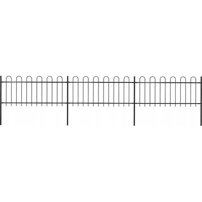 Zahradní plot s obloukem nahoře ocelový 537 x 80 cm černý Černý 277649