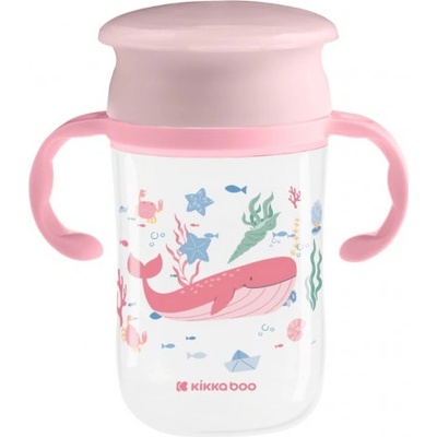KikkaBoo hrnek trénovací 360° Deep Sea Pink 300ml