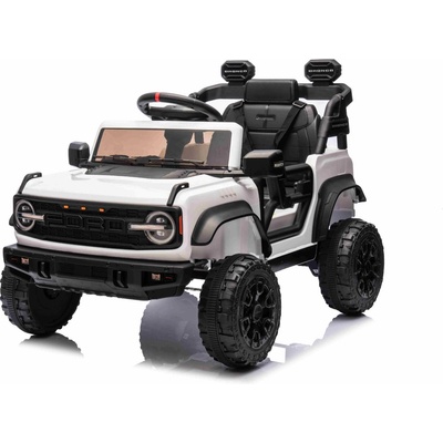 Лицензиран Ford Bronco 12V Акумулаторен Джип, Бял, Задно Задвижване, Литиева Батерия, Висок Просвет, Широка Седалка, Задно Окачване, 2.4 GHz Дистанционно, MP3 Плейър с USB и LED Светлини (58965477)