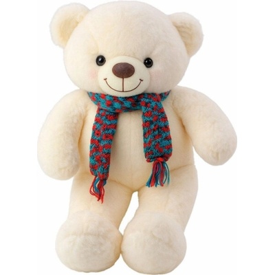 LeanToys Bílý medvídek v barevném šátku 55 cm