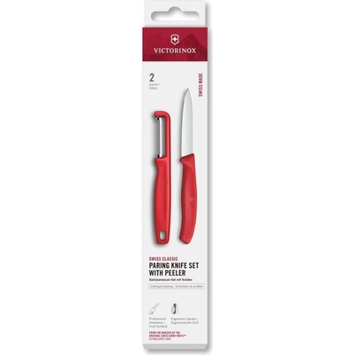 Victorinox - Sada kuchyňský nůž se škrabkou SWISS CLASSIC červená | 6.7111.21C1