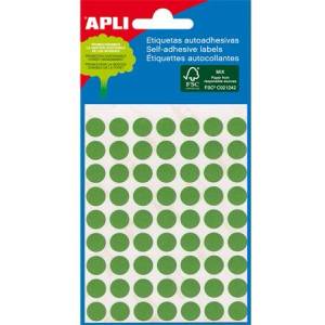 APLI Етикети, кръгли, 8 мм, с ръкописен текст, цветни, apli, зелени, 288 етикета в опаковка 2047 (2047)