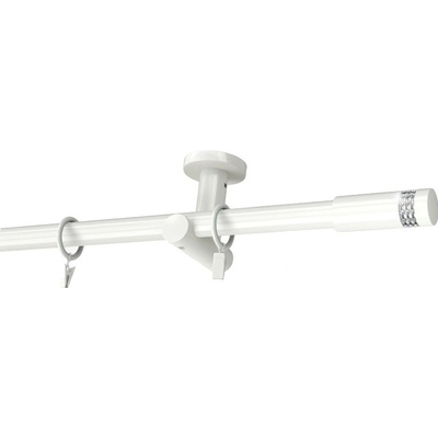 KovovégarnýžeCZ Stropní garnýž Astra modern 19 mm bílá lesklá Dvouřadá 320 cm Kroužky s žabkou
