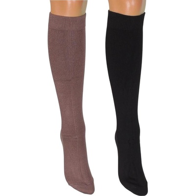 Комплект 2 чифта дамски 3/4 чорапи в черно и цвят мока
