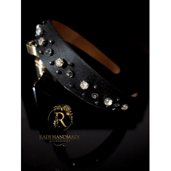 Radi handmade Черна диадема с камъни и графитени перли (692)