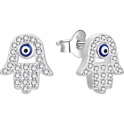 AGATO Stříbrné náušnice s rukou Fátimy AGT-E105PW