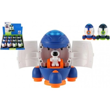 Teddies Raketoplán/raketa plast 9x11cm s kosmonautem s vozítkem na setrvačník 2 barvy (1 ks)