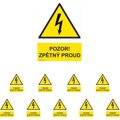 Walteco Pozor zpětný proud 210x297mm, formát A4, plastová tabulka Množství: 10 ks , 20027BP2