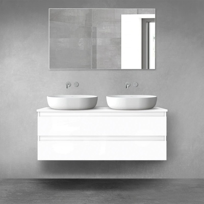 Oltens Vernal skrinka 120x45.6x47 cm závesná kúpeľňová skrinka pod umývadlo biela 60019000