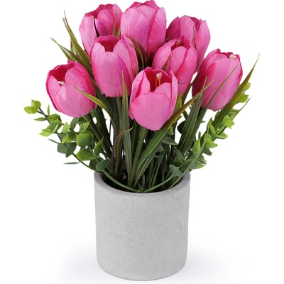 Umělé tulipány v květináči Varianta: 5 růžová, Balení: 1 ks 59864/154155/276482