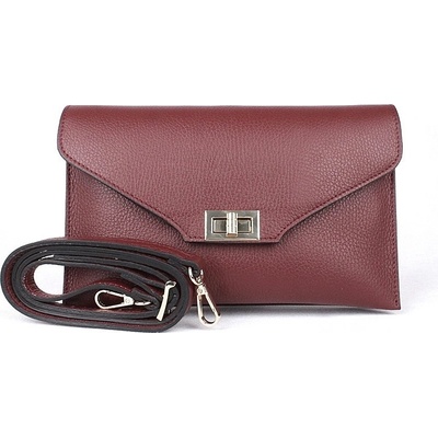 Borse In Pelle kožené tříoddílové tmavě psaníčko či crossbody kabelka Borso in Pelle 3111 červené
