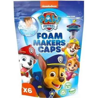 Nickelodeon Paw Patrol Foam Makers Caps pena do kúpeľa pre deti 6 x 16 g