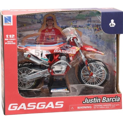 New Ray Toys Метален мотоциклет Newray - GasGas, Justin Barcia, 1: 12 (58303 I A)