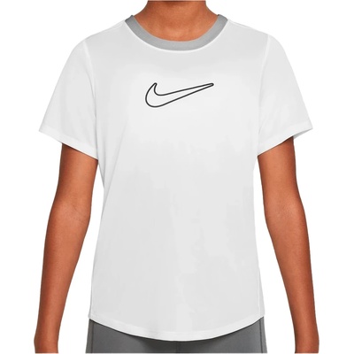 Nike Детска спортна тениска Nike Kid's One Fitted Dri-Fit Short-Sleeve Top Sport shirt - White / Black - размер M (704-4926-0413)