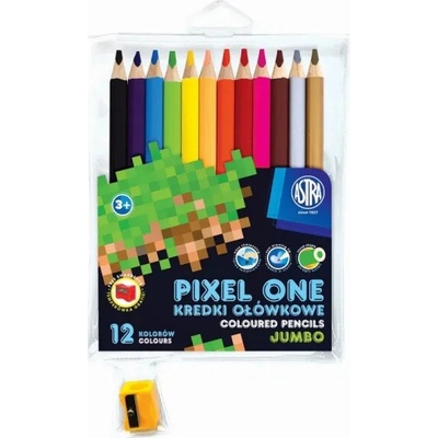 Astra školské jumbo farbičky Pixel One 12ks + strúhadlo, 312221005