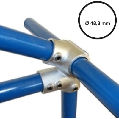 Konstrukční fitinka, spojka ocelových trubek pr. 48,3 mm – převisová spojka 27 1/2°, 185-D48