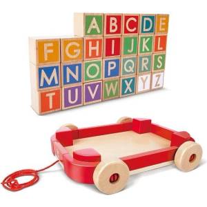 Hape Дървена количка с кубчета (E0487A)