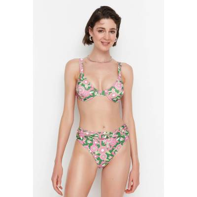 Trendyol Pink Floral Print Bikini Bottoms ružová