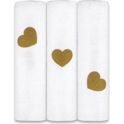 Baby Nellys Tetra DELUX Gold Love 70 x 80 cm bílé 3ks
