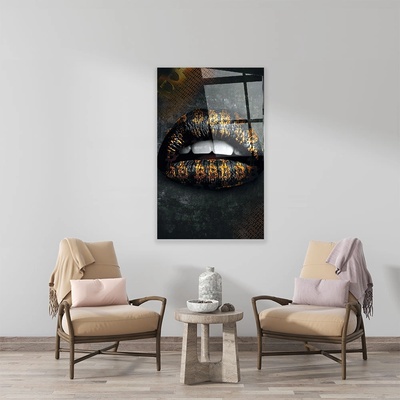 Art gift Стъклено АРТ пано - Златни устни