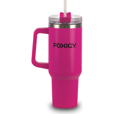 Foxigy Termohrnček do auta so slamkou 1,2 l Fuchsia