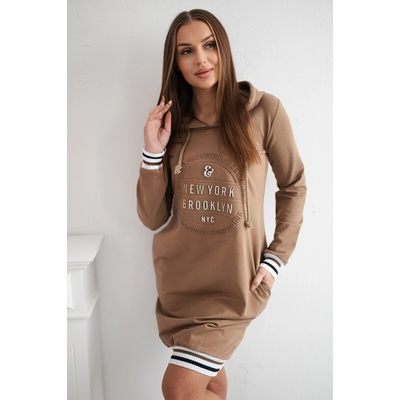 Fashionweek Brooklyn šaty s kapucňou K62095 Camel
