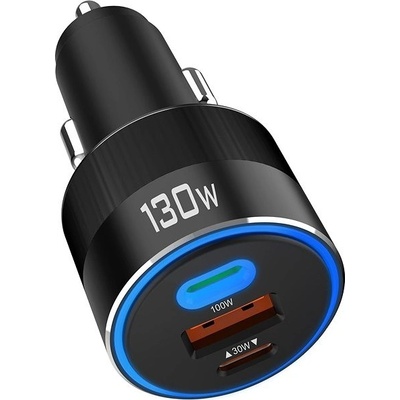 AppleMix Autonabíječka CHOETECH - USB + 2x USB-C - 130W / 100W USB-C - černá – Zboží Mobilmania