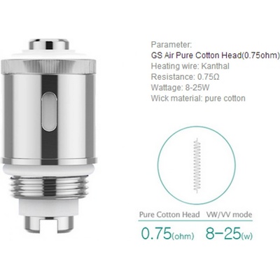 iSmoka Eleaf GS Air Pure Cotton žhavící hlava nerez 0,75ohm – Zboží Mobilmania