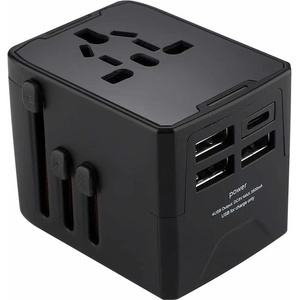 Techsuit Захранване с 1xUSB-C и 3xUSB-A изхода и преходници за цял свят в едно устройство за мобилни устройства - Techsuit Travel Adapter (HHT520) 15W (черен) (KF2331137)