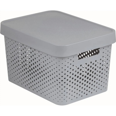 Curver Úložný box s víkem a puntíky Infinity 17 l šedá