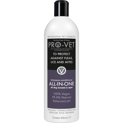 PRO-VET All in One antiparazitný šampón a kondicionér pre psov 500 ml