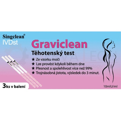 Singclean Graviclean těhotenský test proužky 3 ks