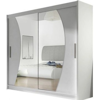 Kapol Bega IX 180 cm s dvojitým zrcadlem a posuvnými dveřmi Matná bílá