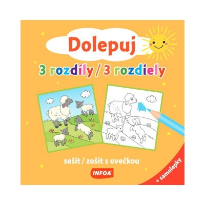 Dolepuj 3 rozdíly 3 rozdiely sešit zošit s ovečkou samolepky