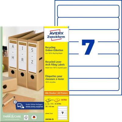 Avery Zweckform LR4760-25 Etikety na pořadače 38x192mm 210 ks bílá
