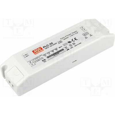 MEAN WELL PLC-30-24 Napájecí zdroj: spínaný; LED; 30W; 24VDC; 1,25A; 90÷264VAC; IP20